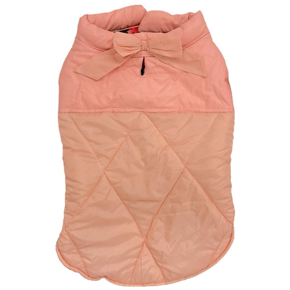 Youly Size Medium‎ (16”-18”) Pink Bow Puffer Vest Dog Pet Warm Jacket NWT